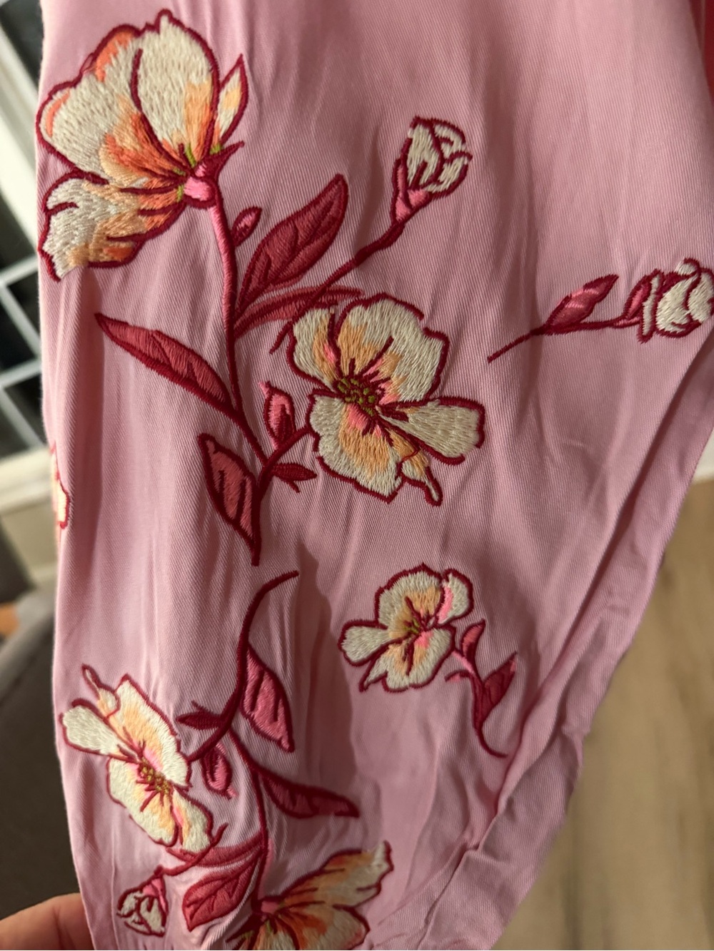 Embroidered Pink Peasant Blouse with Floral Detail 🌸NEW - Picture 4 of 6